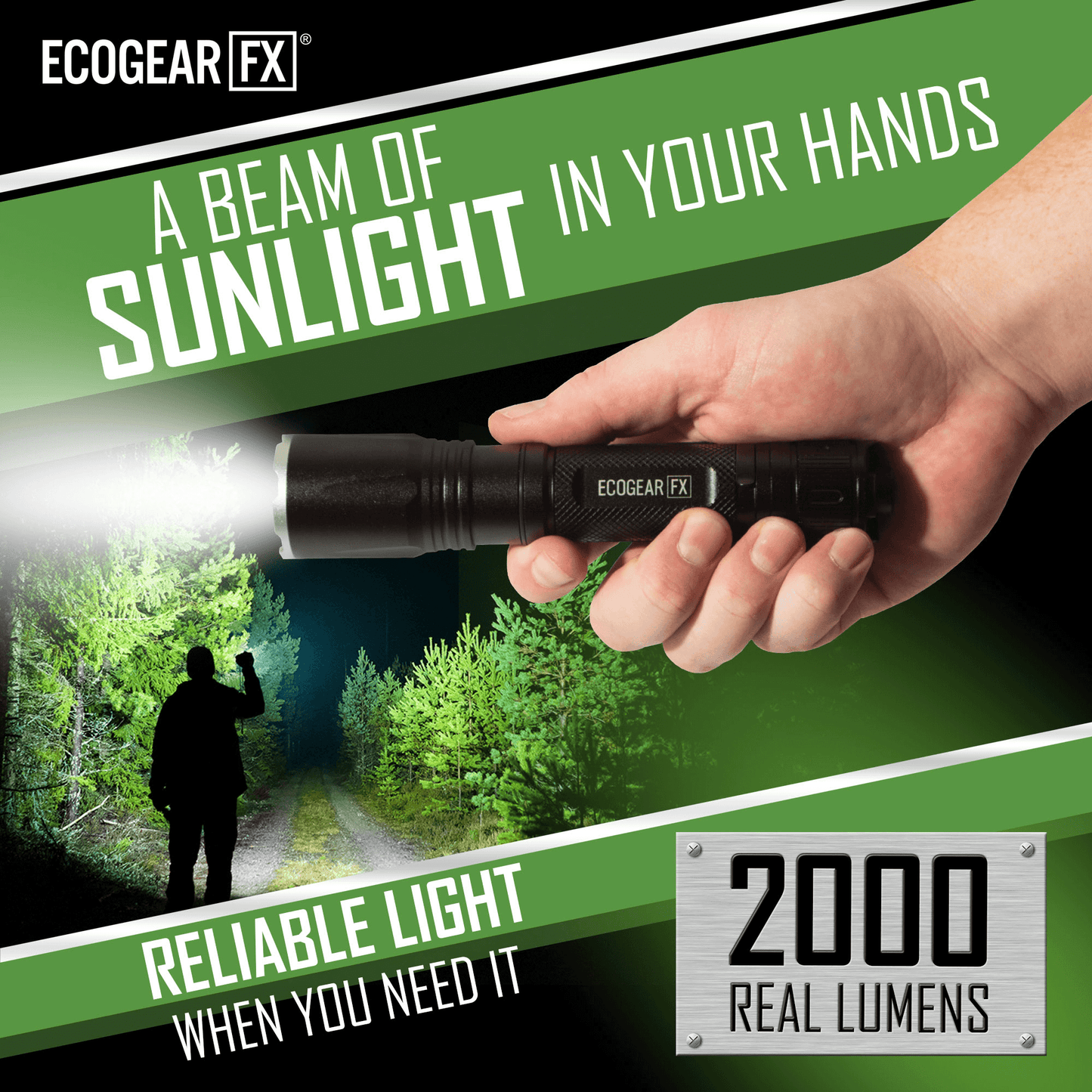 EcoGear FX TK2000 Lampe de Poche Tactique Rechargeable USB