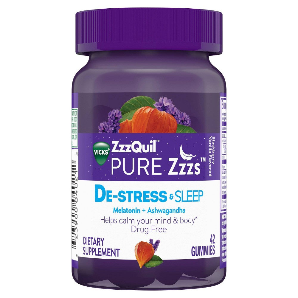 Vicks Pure Zzzs De-Stress & Sleep Gummies - Blackberry Vanilla