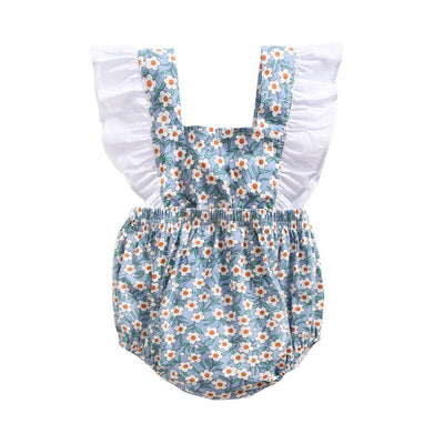 Baby jumpsuit with floral and contrasting colors, baby jumpsuit, baby clothing - Korvel
