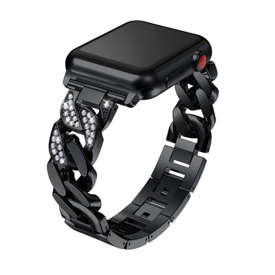 Suitable For Samsung Huawei 22mm Watch With Apple 7654321 Generation SE Single Row Diamond-Encrusted Denim Chain Alloy Wristband - Korvel