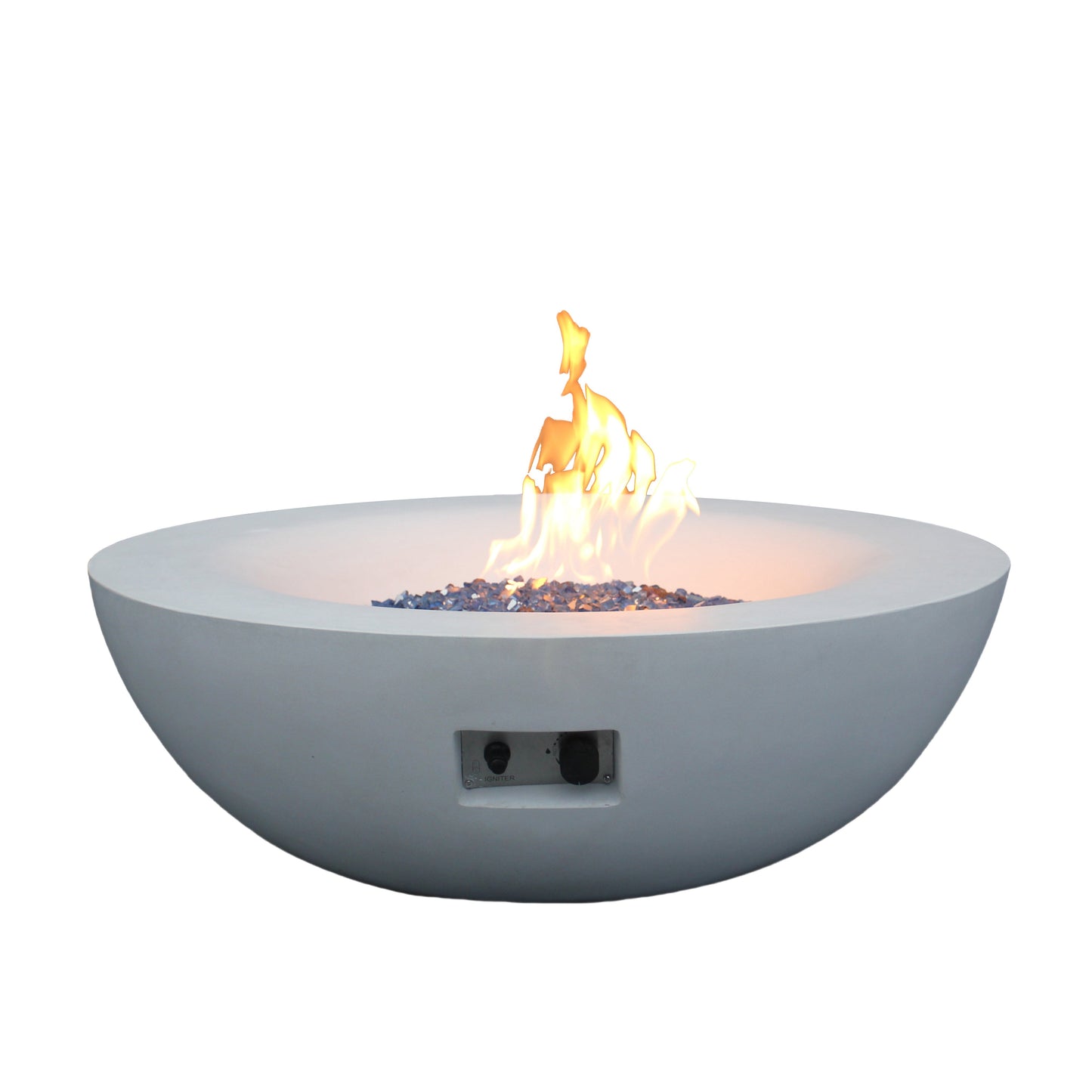 42 Inch Outdoor Concrete Propane gas Fire Pit bowl in Antique white color - Korvel