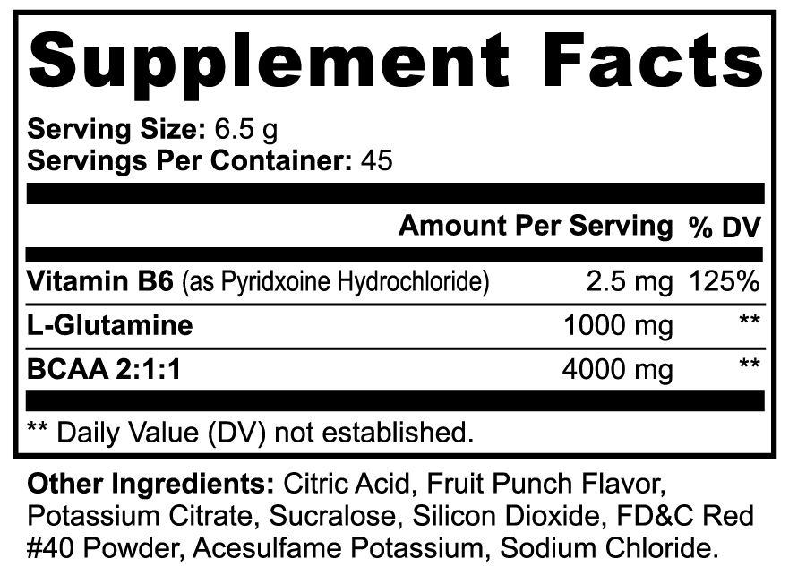 BCAA Shock Powder - Fruit Punch Flavor, Made in the USA