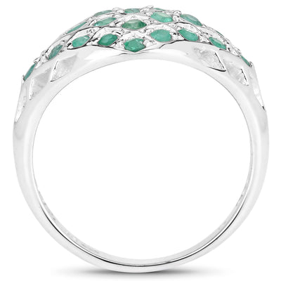 Bague en argent sterling .925 avec émeraude véritable de 0,90 carat