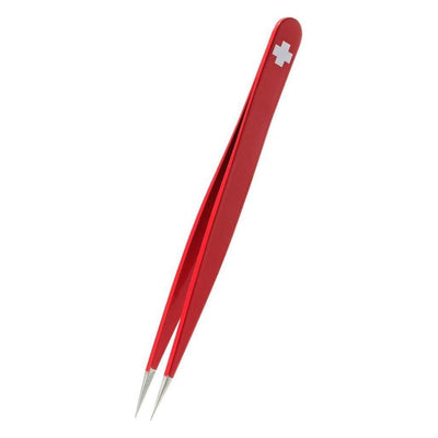 Rubis Pointed Elegance Tweezers - Red Swiss Cross 9.5cm