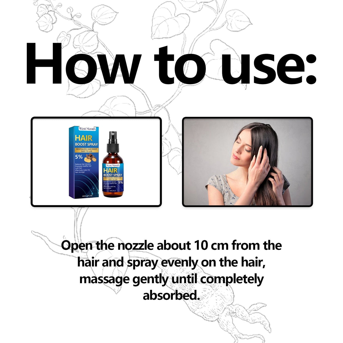 Hair Boost Spray, Strong Hair Solid Hair Moisturizing Scalp Hair Roots Beard Hair Care Spray - Korvel