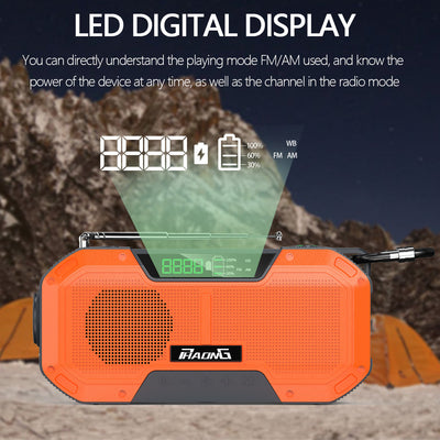 Premium Outdoor Emergency Radio with Bluetooth & Solar Charging