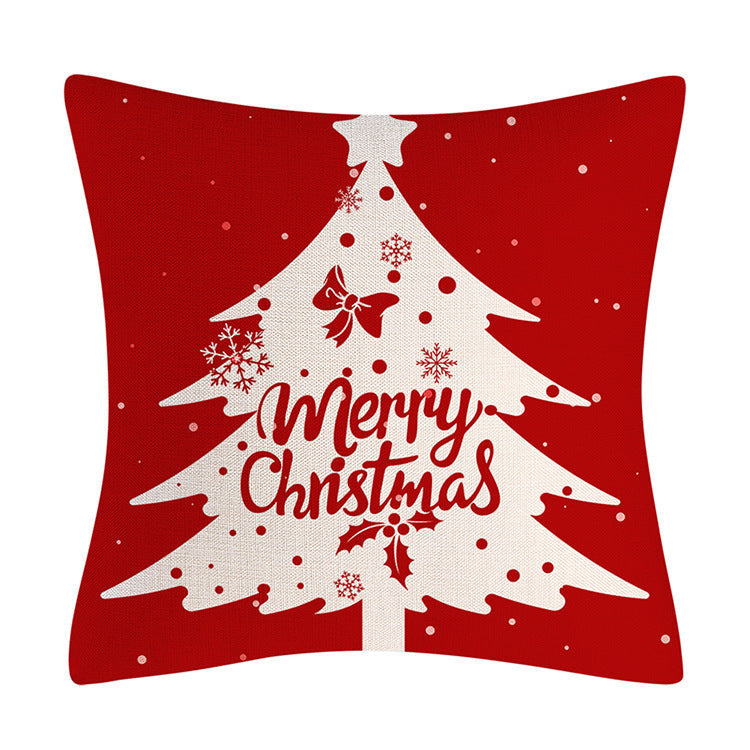 Red Snowflake Deer Pillow Cover Christmas Tree Cushion Cover Home Decoration Pillow Cover Combination - Korvel