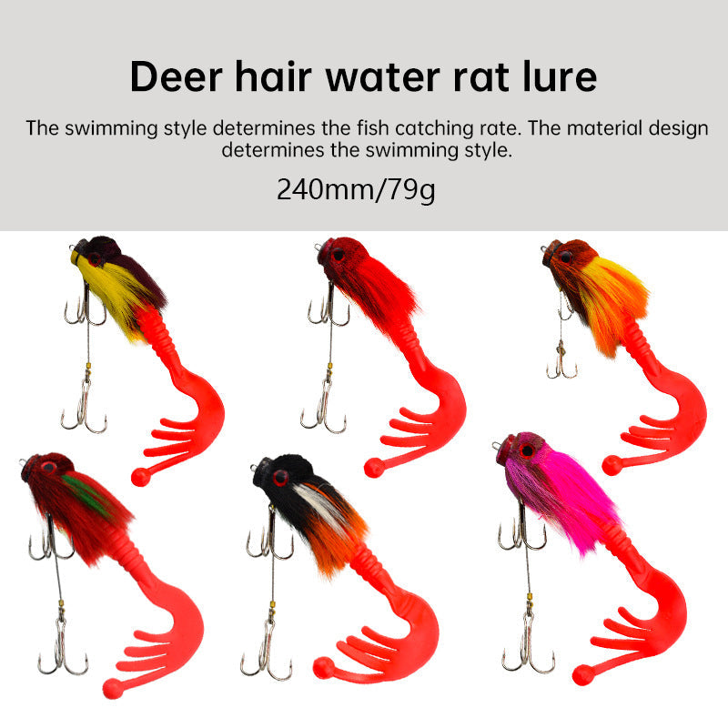 Palisandro Baby Rat Swimbait Bucktail - Muskie/Pike Lure, Hand - tied Deer Hair, Solid Body Fishing Rig - Korvel