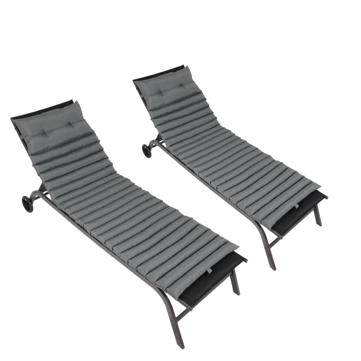 2PCS Set Outdoor Lounge Chair Cushion Replacement Patio Funiture Seat Cushion Chaise Lounge Cushion-GREY - Korvel