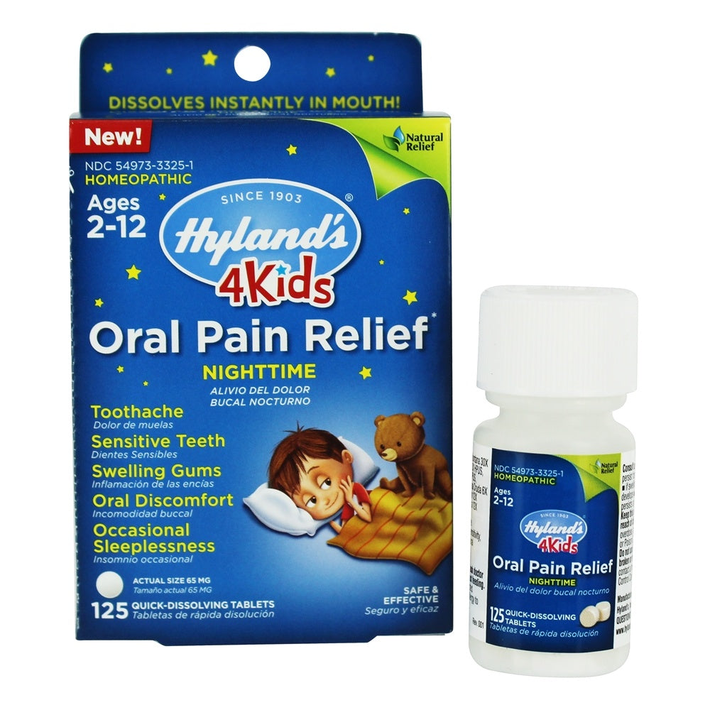 Tabletas de alivio del dolor oral nocturno para niños de Hyland - 125 unidades