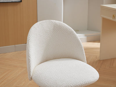 Velvet fabric office chair, mid back adjustable rotating computer chair, black legs, cushioned office chair with wheels ,White - Korvel