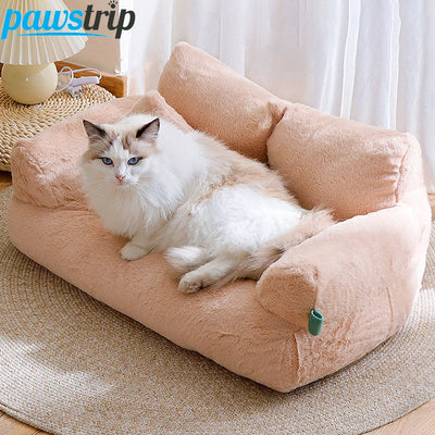 Luxury Plush Cat Bed Sofa for Small to Medium Pets