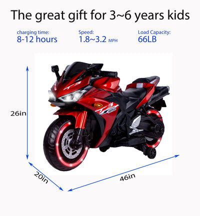 kids motorcycle 12V motorcycle for kids 3 4 5 6 years Boys Girls 12v7ah kids motorcycle ride on toy with Training Wheels - Korvel