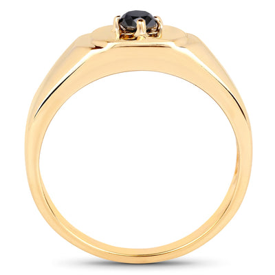 14K Yellow Gold Plated Black Diamond Solitaire Ring