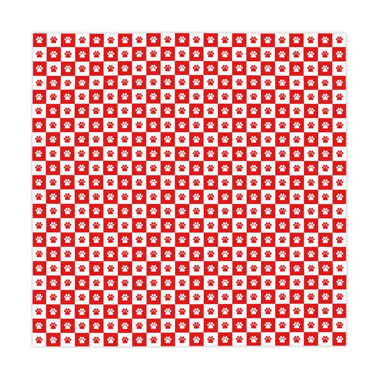 Charming Red & White Paw Print Tablecloth