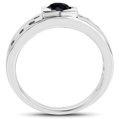 0.56 Carat Genuine Black Diamond Sterling Silver Ring