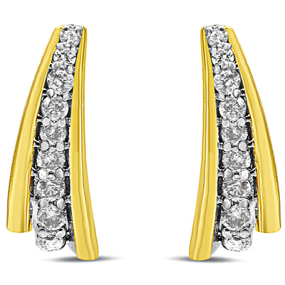 Pendientes Huggie de Diamantes de Plata Esterlina Bañados en Oro de 10K