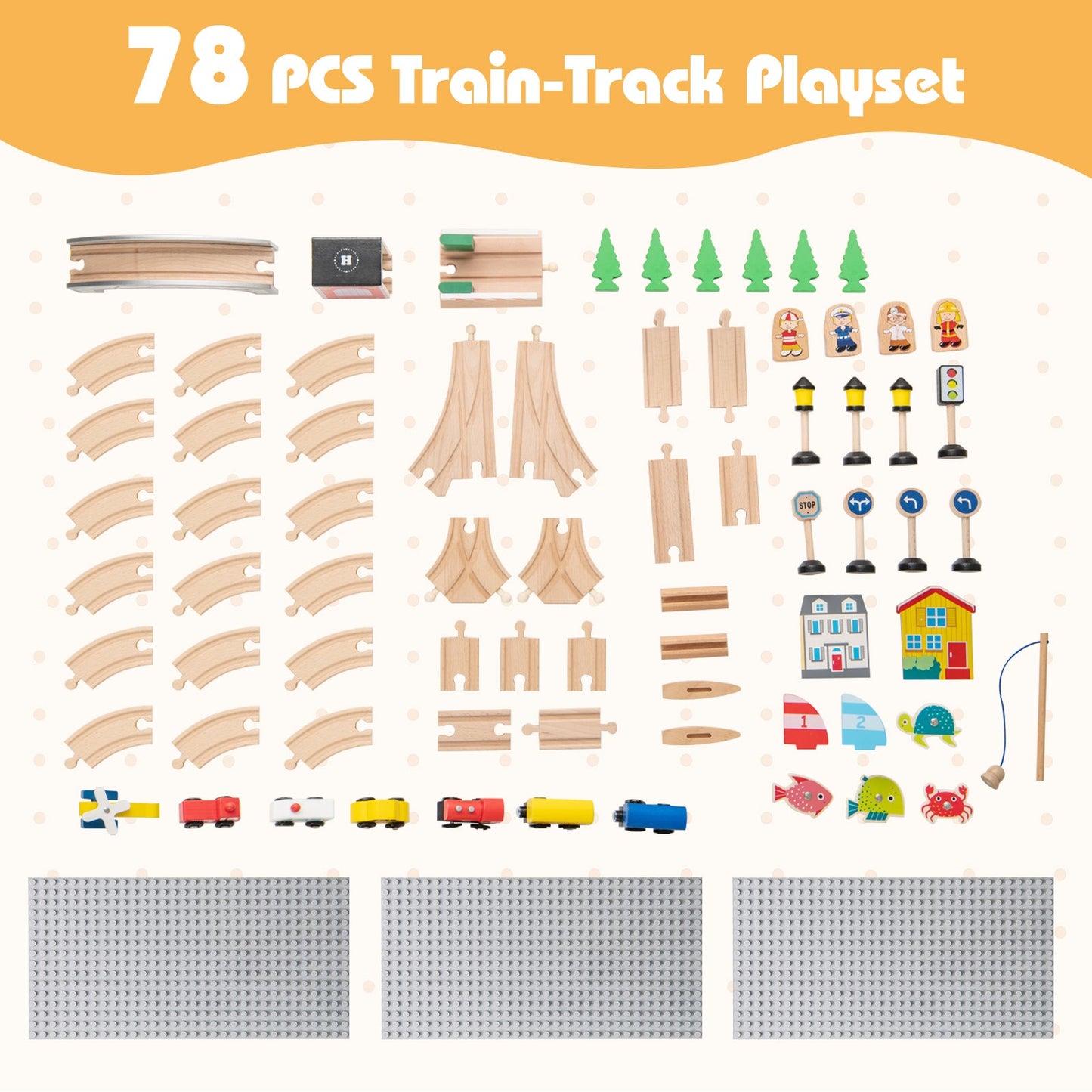 78-Piece Activity Railway Playset for Kids Aged 3+