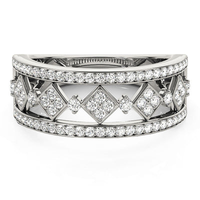 Anillo de Motivo Cuadrado con Diamantes en Oro Blanco de 14k