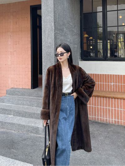 Vintage Caramel Mink Coat - Elegant Women's Overcoat