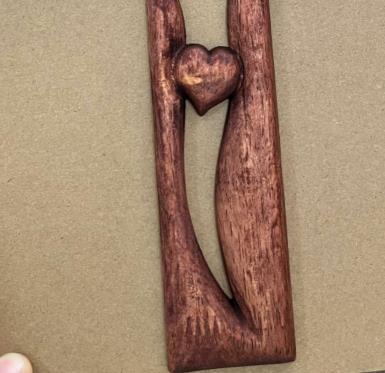 Three-Dimensional Wooden Red Heart Cross Ornament