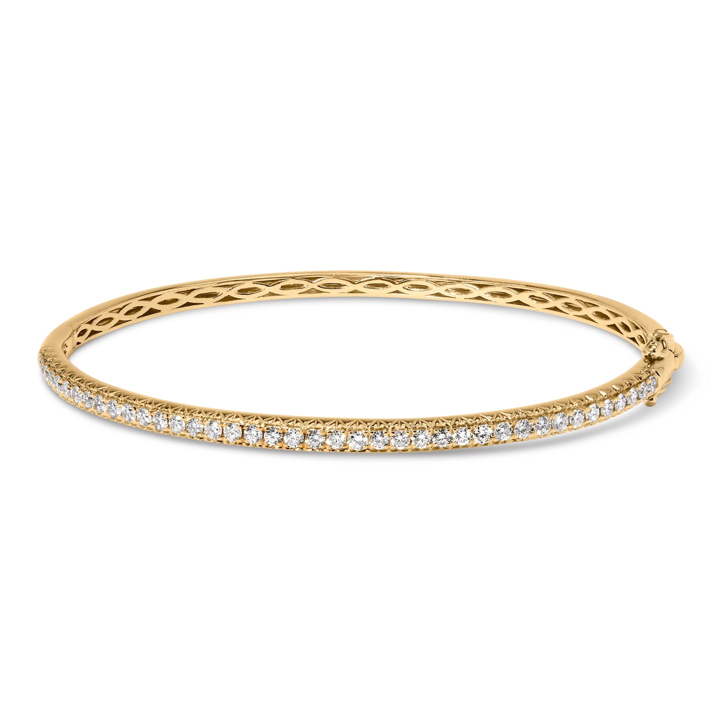 14K Rose Gold Half Eternity Diamond Bangle Bracelet - 1.00 Cttw