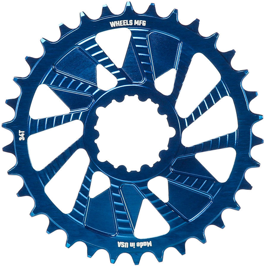 Wheels Manufacturing Direct Mount Chainring - 34t SRAM 3-Bolt Blue