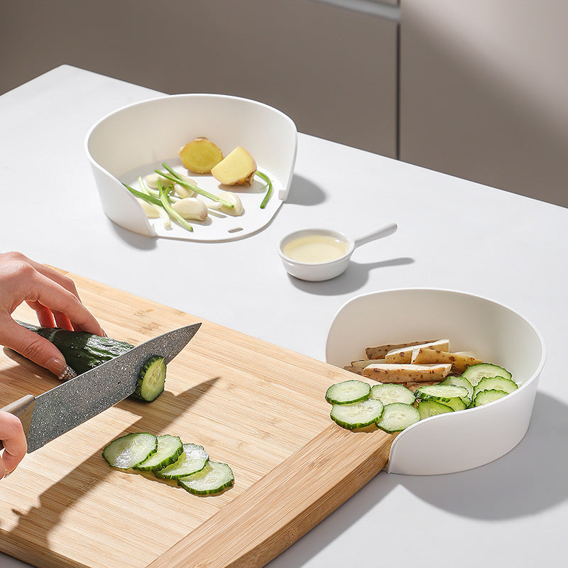 Vegetable board corner storage stir fry and side dish plate round white vegetable preparation plate - Korvel