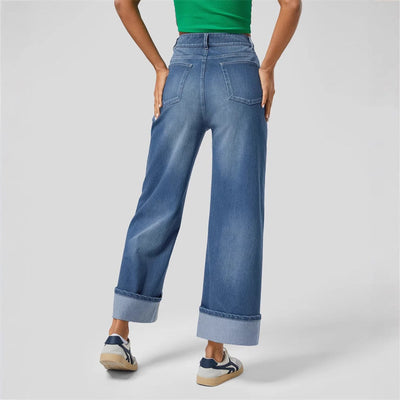 Fashionable high waisted straight leg jeans - Korvel