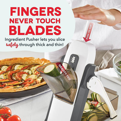 Safe Slice Mandoline for Vegetables, Meal Prep & More with 30+ Presets & Thickness Adjuster - Korvel