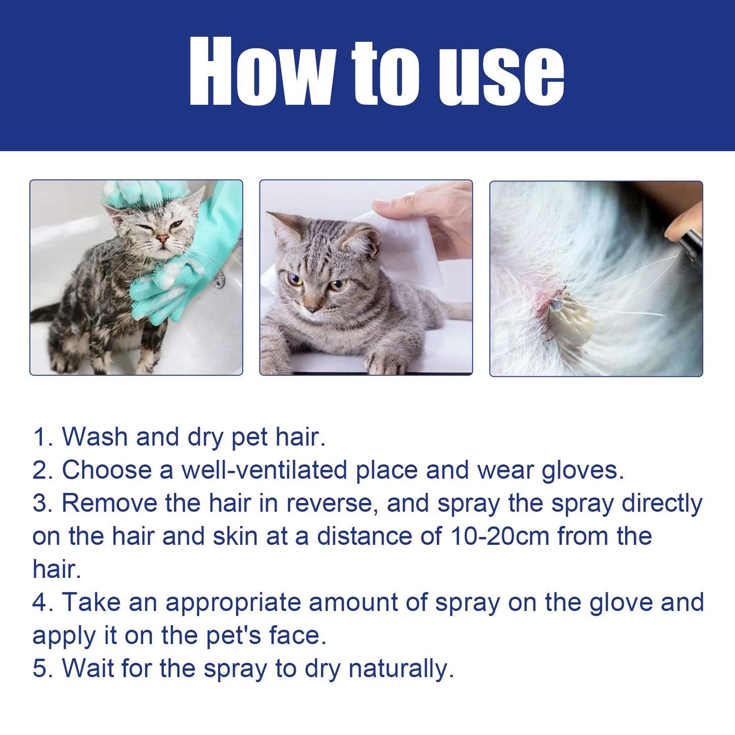 Pet Flea Spray, Cat And Dog Pet Skin Cleansing External Lice Tick Anti-Itch Spray - Korvel