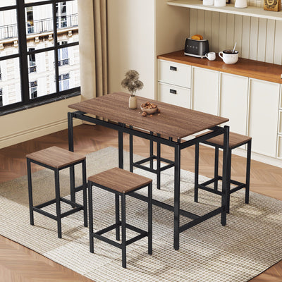 TREXM 5-Piece Compact Bar Table Set - Modern Industrial Design