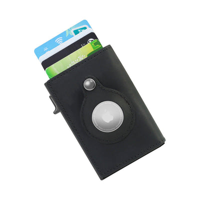 Premium Leather Bi-Fold Card Case with Air Tag Sleeve
