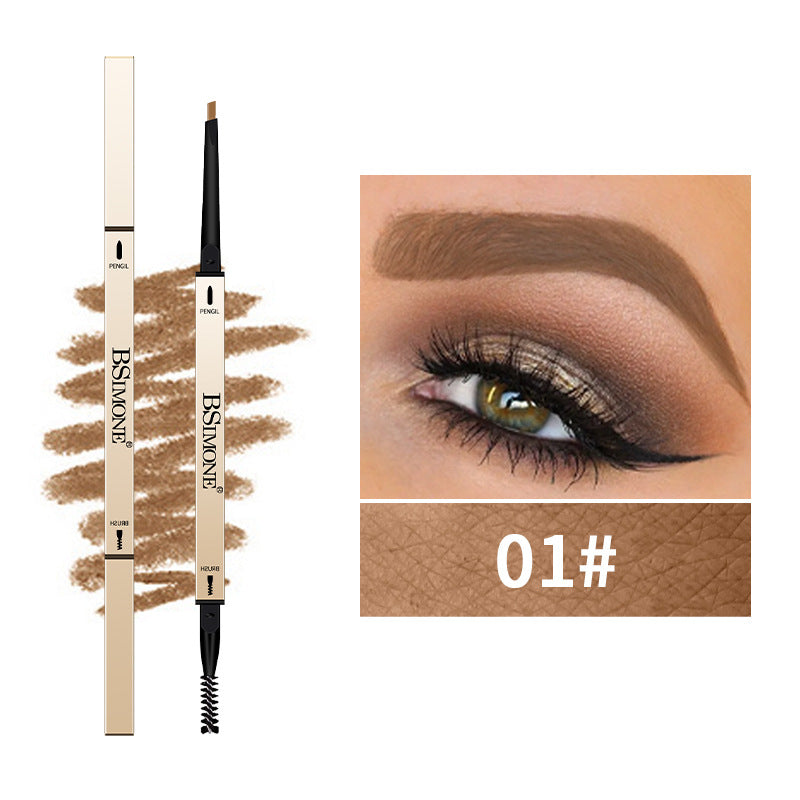 Natural Long-Lasting Waterproof Non-Fading Very Fine Three-Dimensional Not Easy To Smudge Double-Ended Small Gold Bar Eyebrow Pencil - Korvel
