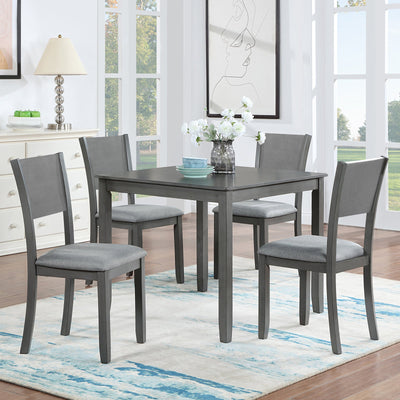 5 Piece Modern Dining Set with Upholstered Chairs - Gray