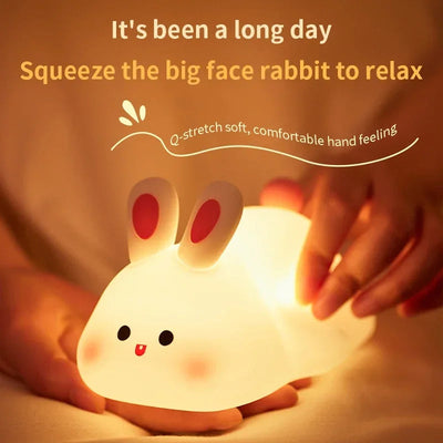 Silicone Night Lights Cute Rabbit Patting Lamp Rechargeable Timing Sleeping Night Lamp Holiday Party Decor Kids Gift Night Light - Korvel