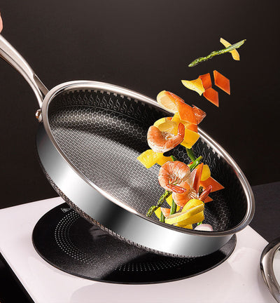 Premium 304 Stainless Steel Honeycomb Frying Pan