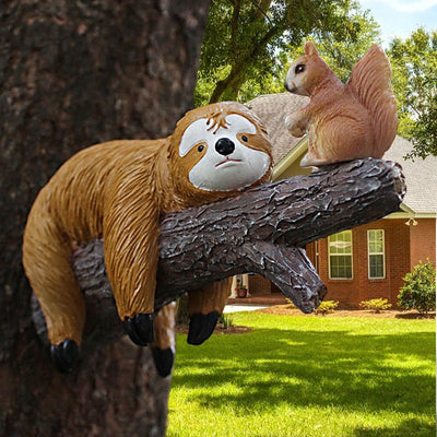 Sloth and Squirrel Resin Garden Hangers