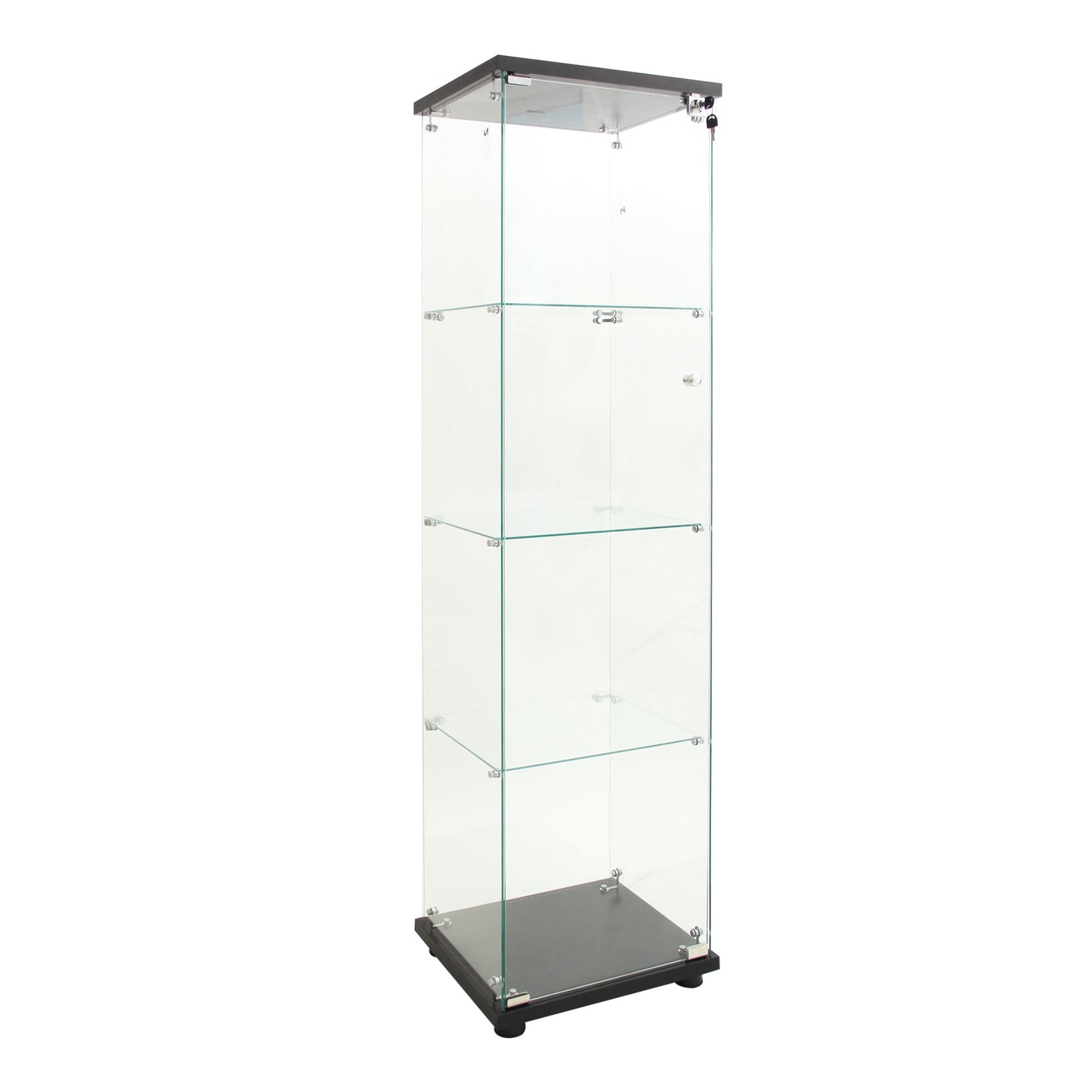 Cabinet d'affichage en verre LED élégant avec 4 étagères - Noir