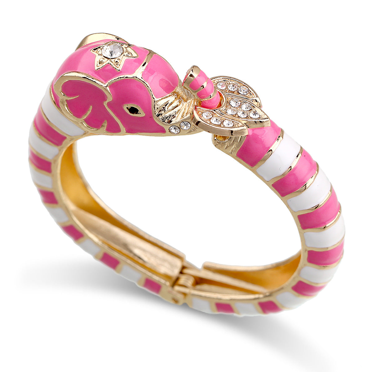 Bracelet ouvert en émail éléphant élégant