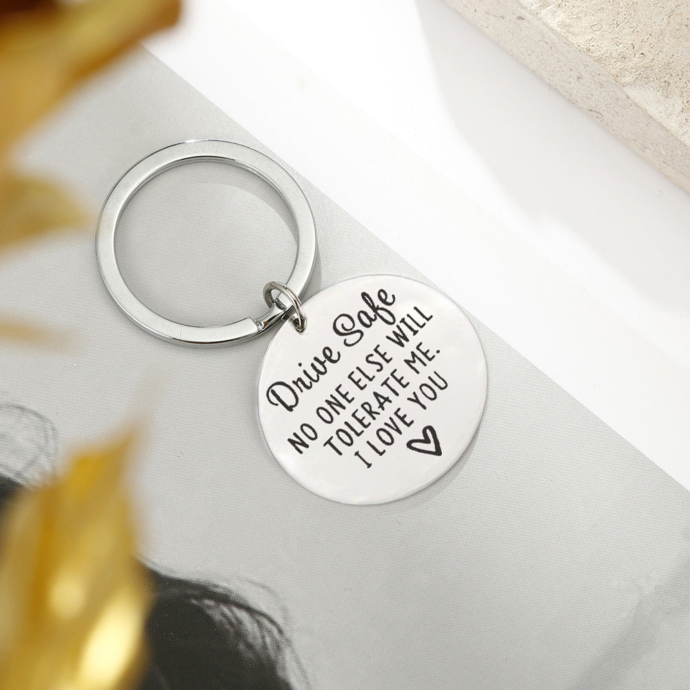 Driving safety stainless steel keychain Couple boyfriend girlfriend gift - Korvel