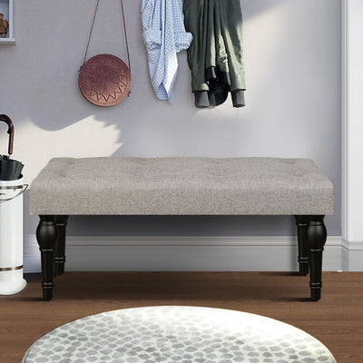 Ottoman Bench 4-thickened Roman Column Feet French Upholstered Bedside Bench For Bedroom Living Room Entryway - Korvel