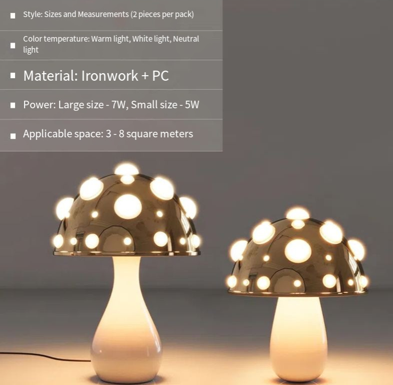 Mushroom Decorative Desk Lamp Bedroom Headboard Dimming Atmosphere Student Dormitory Desktop Night Light - Korvel