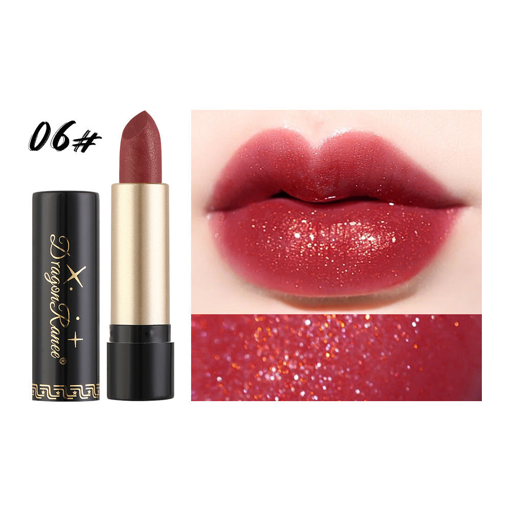 Gilt Pearlescent Dragon Fruit Peach Pink Lipstick Slightly Flashing Lipstick Moisturizing And Shining With Fine Flashing Bean Paste Mermaid - Korvel