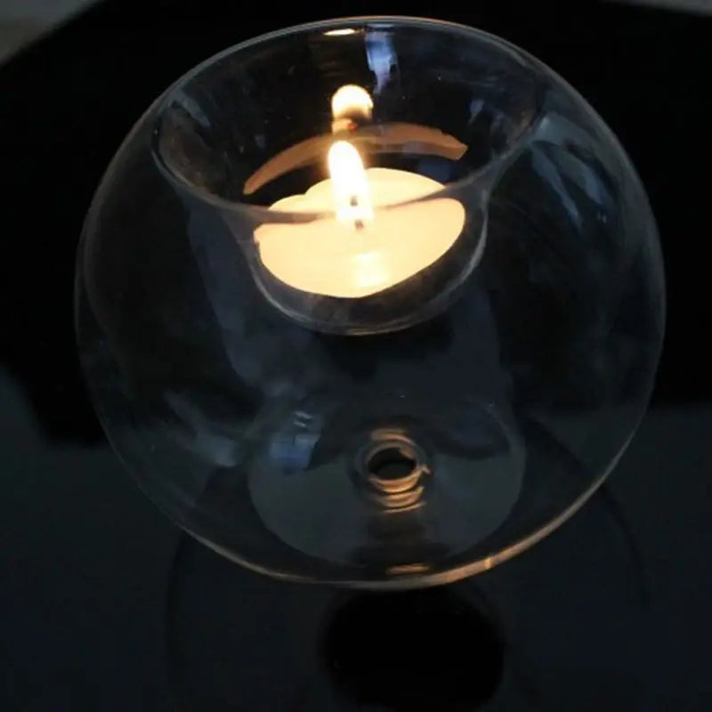 Soporte de Vela de Vidrio Transparente Elegante