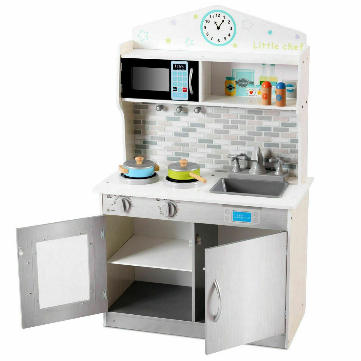 Kids Wooden Pretend Cooking Playset - Beige