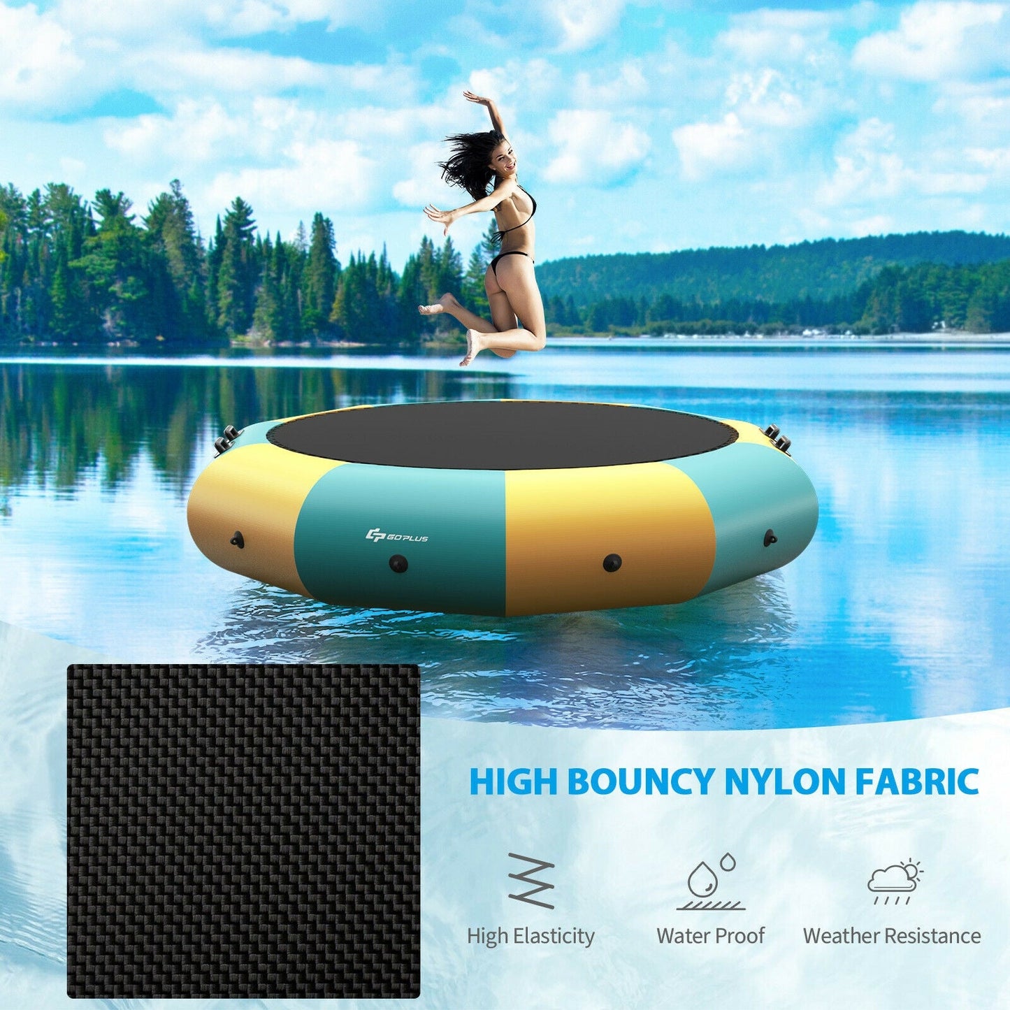 Bouncer aquatique gonflable rembourré de 12 pieds - Jaune