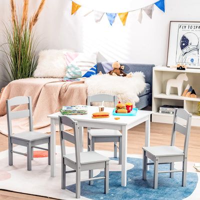 Ensemble de table et chaises en bois pour enfants - Blanc