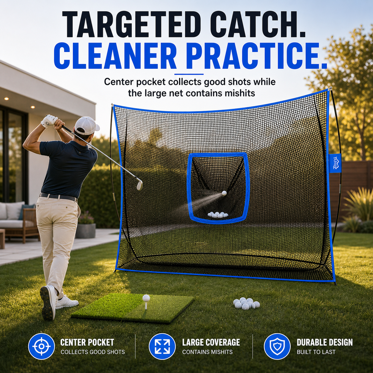Portable Golf Practice Net - 10ft x 7ft Training Aid