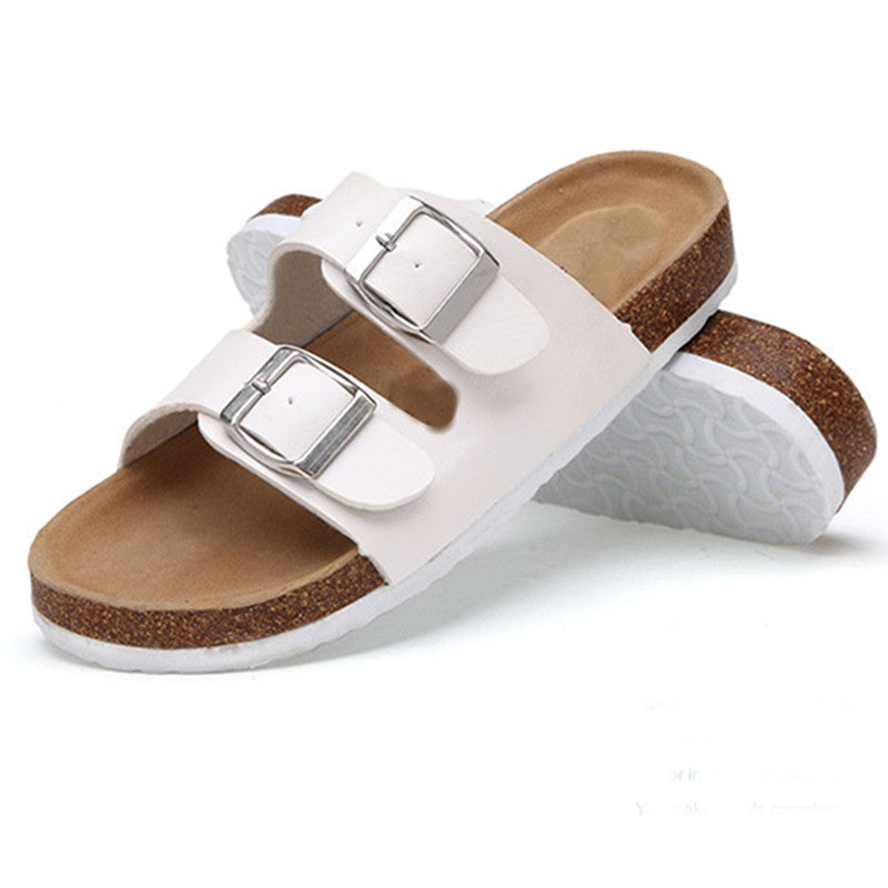 Sandalias deslizantes de doble hebilla ajustables premium para mujeres
